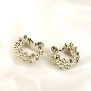 Crystal and Silver colored Clip earrings